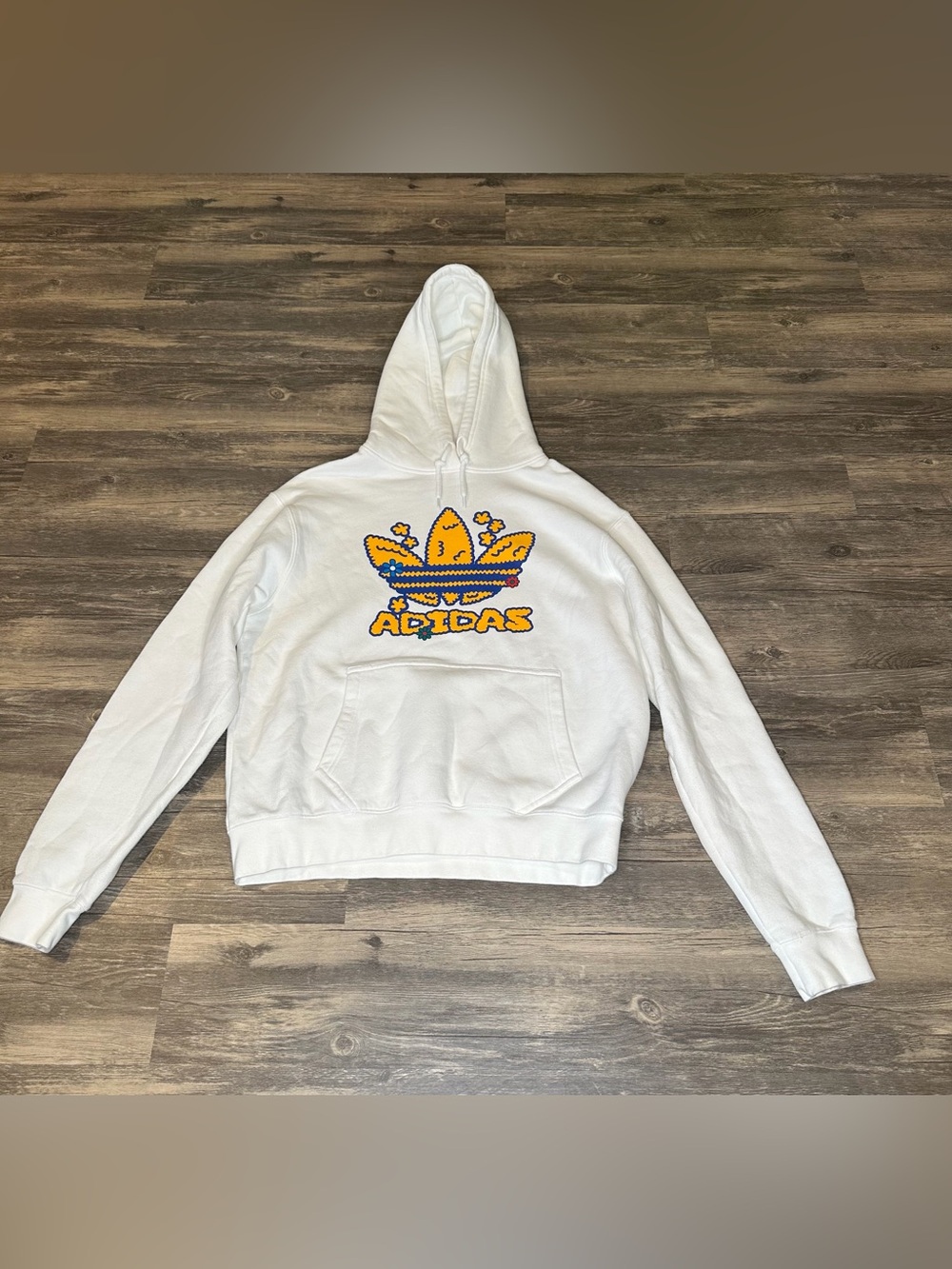 Adidas Originals Trefoil Floral Graphic White Pullover Hoodie Women’s M